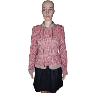 *Bcbgmaxazria women's pink cotton tweed moto jacket Sz M
